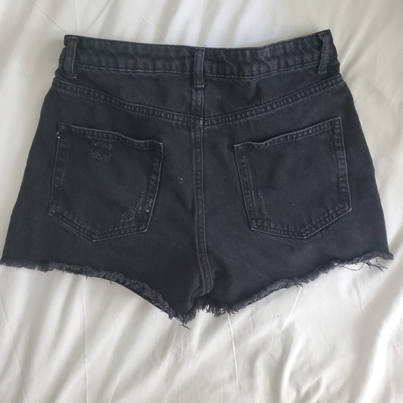 Black Distressed Denim Shorts